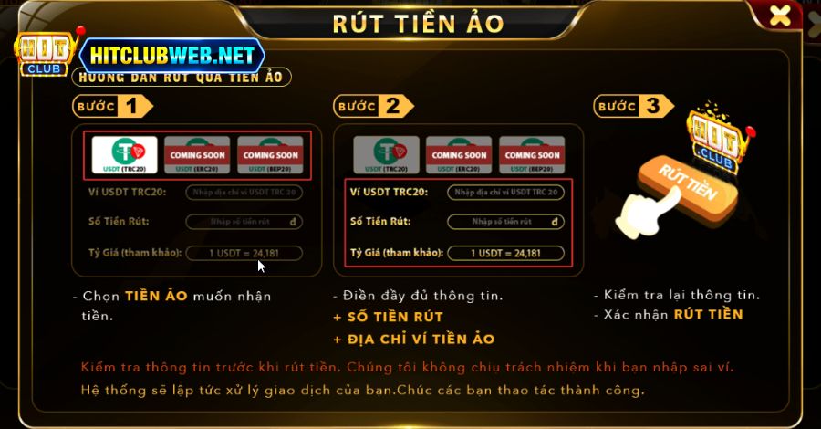 Anh em giao dịch rút Hitclubweb bằng tiền ảo thuận tiện