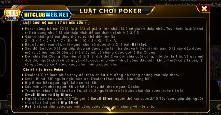 Chi tiết luật chơi game bài Poker để anh em tham khảo