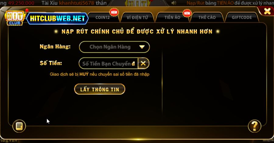 Nạp tiền để có vốn cược hợp lệ theo quy định