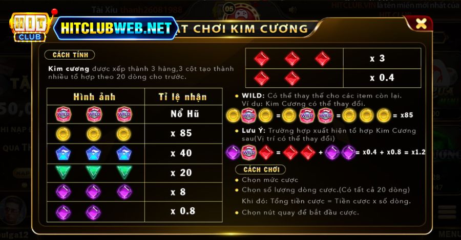 Hướng dẫn luật chơi game nổ hũ Kim Cương