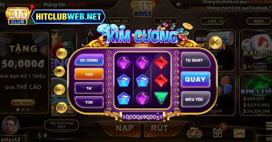 Tìm hiểu trò chơi nổ hũ Kim Cương tại cổng game Hitclub