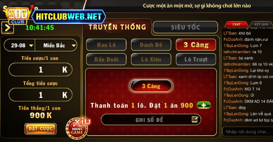 Tham gia đặt cược 3 càng cùng Hitclub web